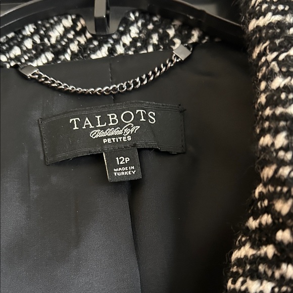 Talbots Women's Black and White Textured Pea Coat - Picture 2 of 4